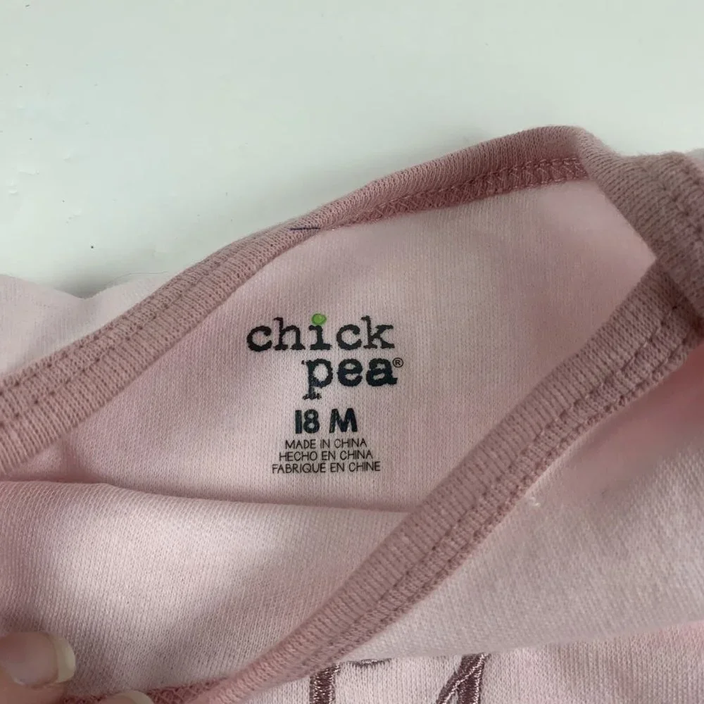 Chick Pea bodysuit Girls‎ 18 M Pink Happy Thoughts Crew Neck Short Sleeve 6211